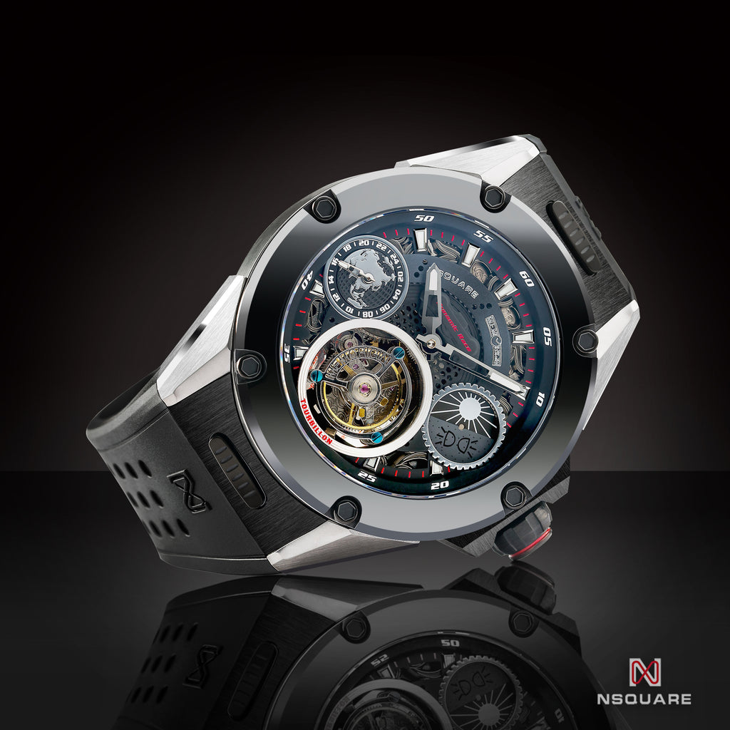 NSQUARE DYNAMIC RACE TOURBILLON WATCH 46MM N33.1 STEEL/CERMAIC BLACK LIMITED EDITION|NSQUARE DYNAMIC RACE陀飛輪46毫米 N33.1 鋼/黑陶瓷 限量版