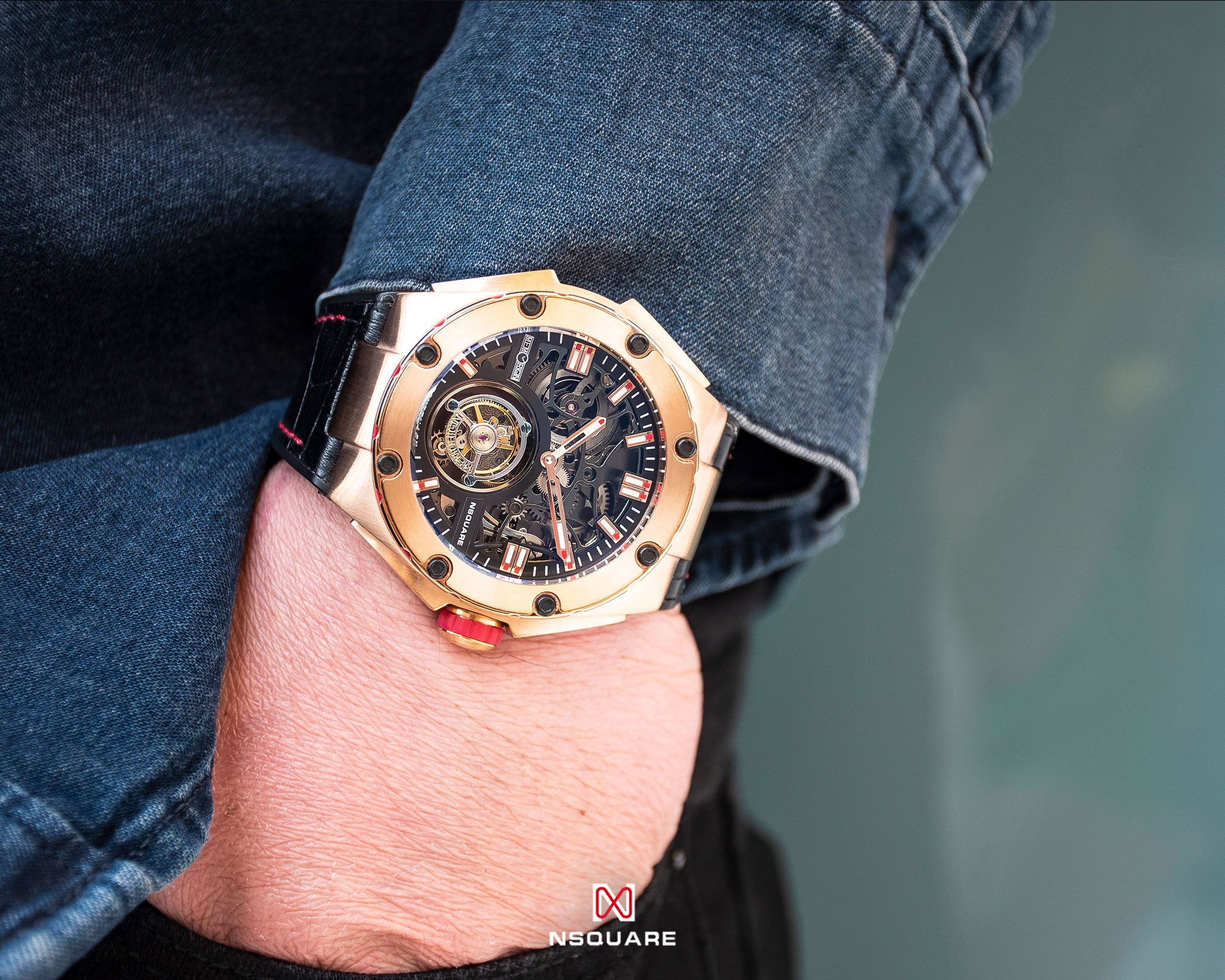NSQUARE NM01 TOURBILLON Watch 46mm N35.4Rose Gold Black NM01