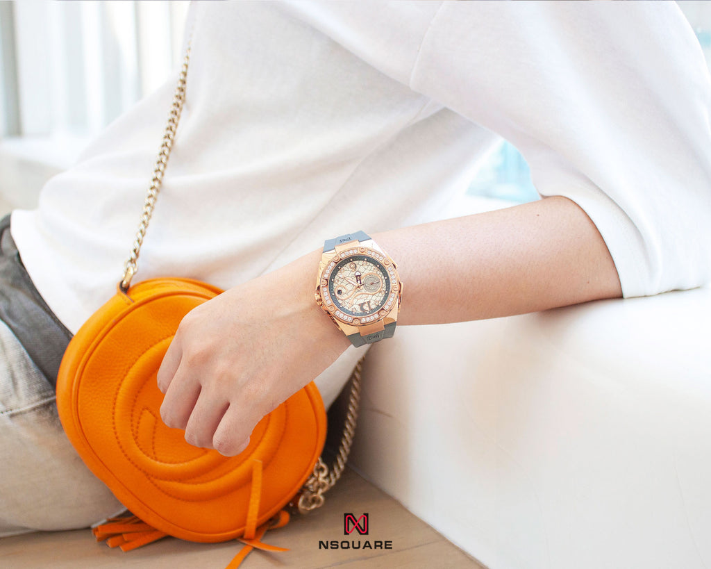 NSQUARE SnakeQueen39mm Automatic Watch- N48.2 RG/Gray|NSQUARE蛇後39毫米系列自動表。 N48.2玫瑰金色/冷灰色