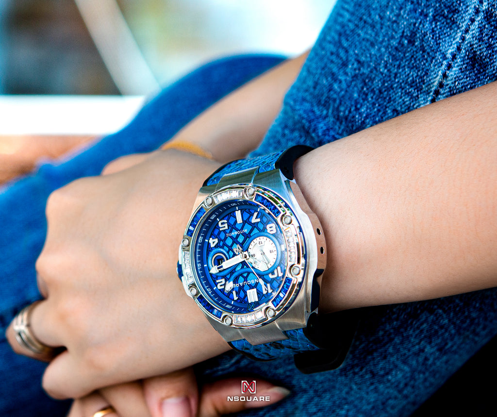 NSQUARE Snake Automatic Watch-46mm Special Edition N51.7 Sapphire Blue|NSQUARE 蛇系列 自動錶-46毫米 特別版本  N51.7寶瑰藍