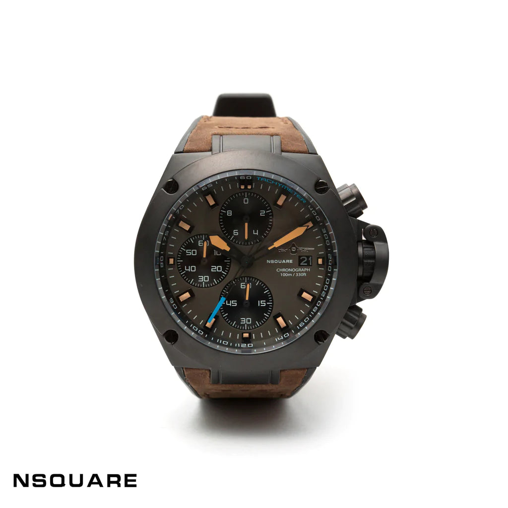 N03.1 Dual Material - 棕色皮革配黑色橡膠錶帶|N03.1 雙材質 - 棕色真皮和黑色橡膠帶